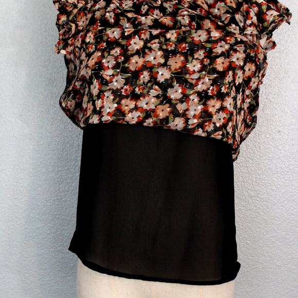 Sleeveless Floral Lined Blouse With Keyhole Back Size Medium - Picture 7 of 8